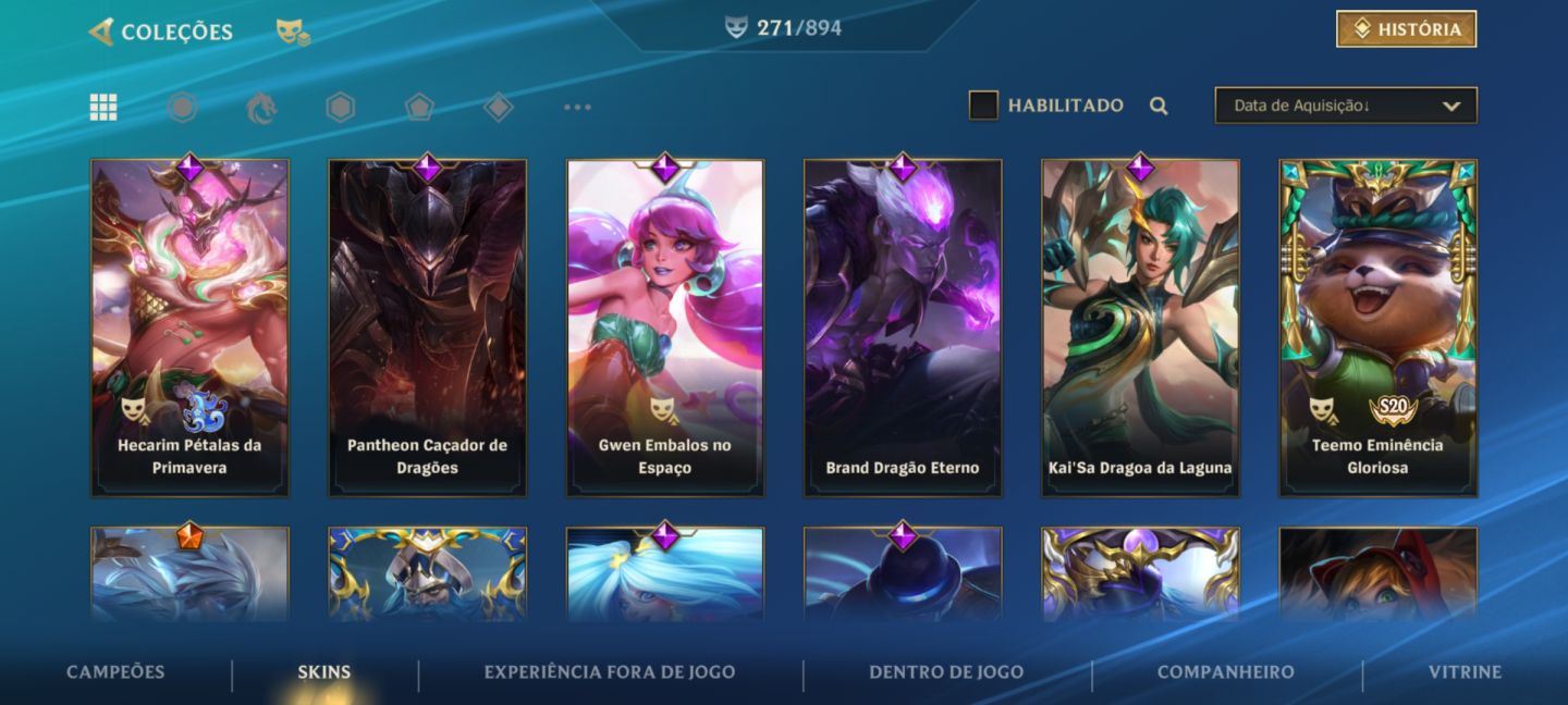 CONTA WILD RIFT NV 248, 271 SKINS (COM SKINS LIMITADAS), ÍCONES E ETCS