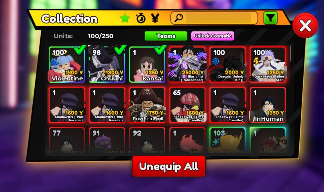 Units de anime adventures, shinies e high tiers (precos negociaveis)