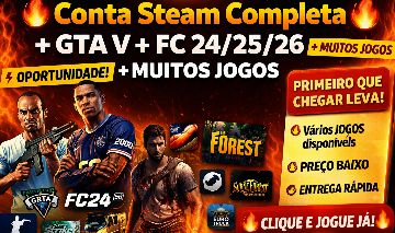 Steam COMPLETA + GTA V FULL +FC 24/25/26 + 20 Jogos MUITO BARATO!