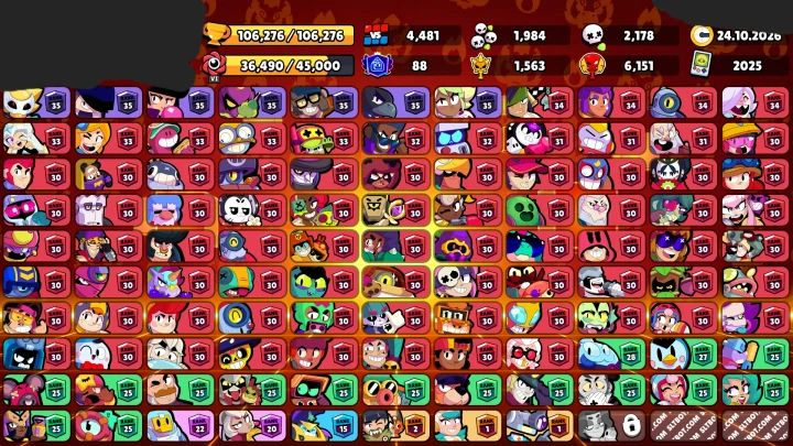 Conta brawl stars +100k/107 brawlers/quase na fama solar prestígios e recursos