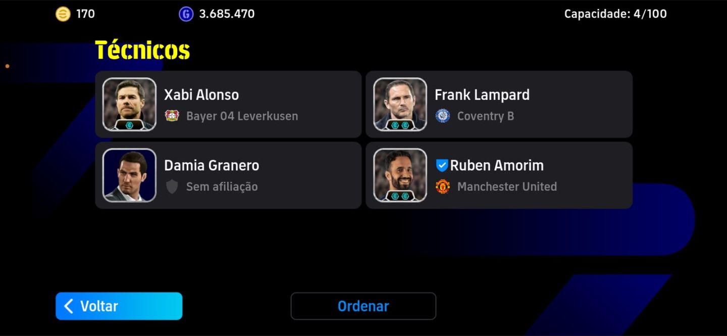 Conta de efootebol lendária, muita coisa rara
