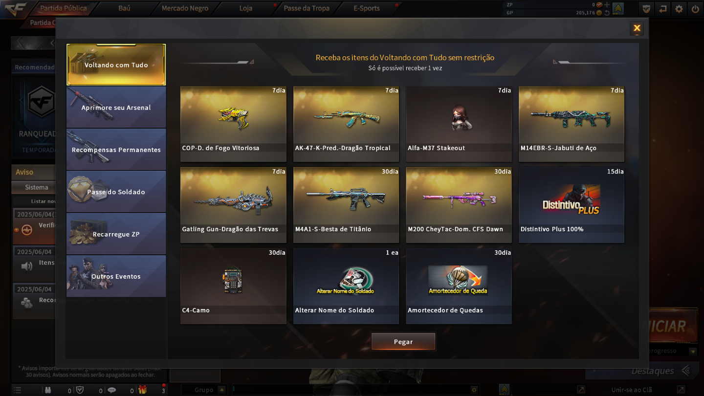 CONTA VIP CROSSFIRE ESCOLHA SUA VIP PROTO DENTRE AS 6 DISPONIVEIS NA IMAGEM