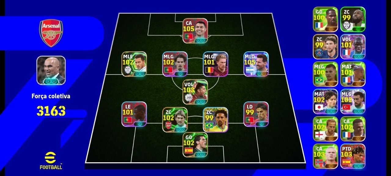 Conta de efootball messi blitz curler e cr7 105