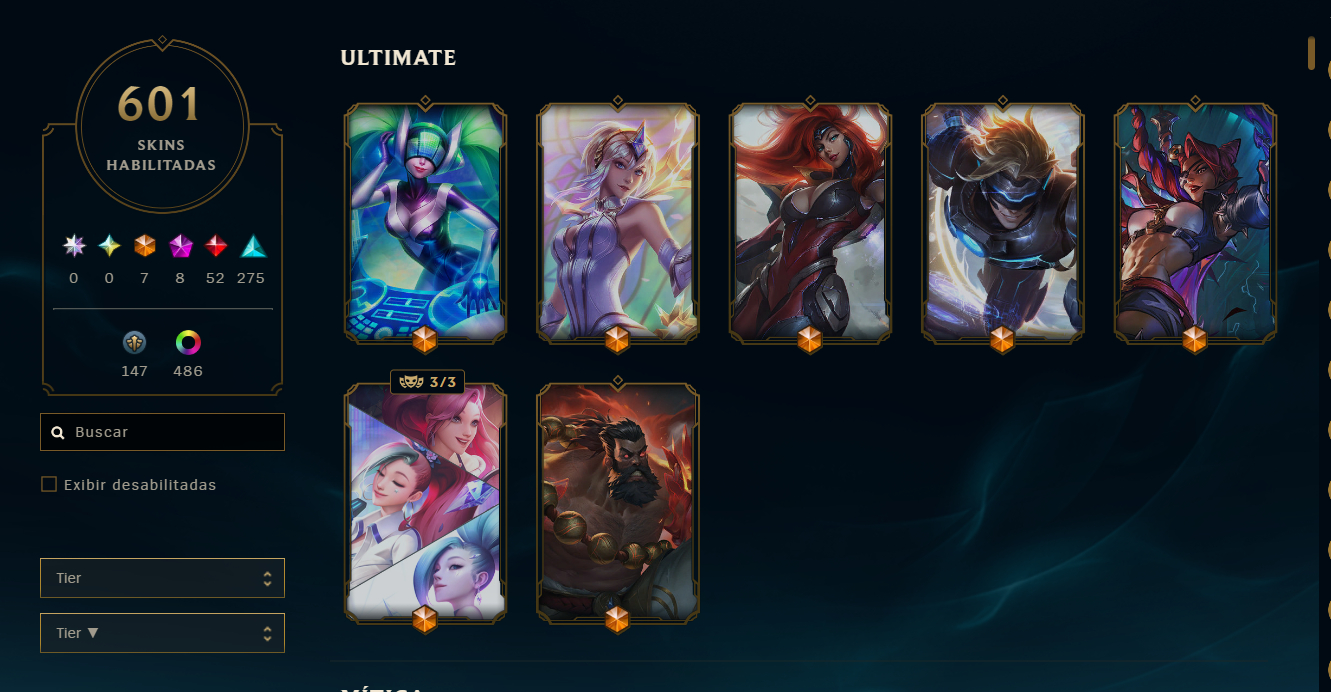 Conta lol com varias skin cara e bom mmr