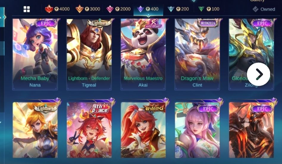Conta mobile legends 179 skins