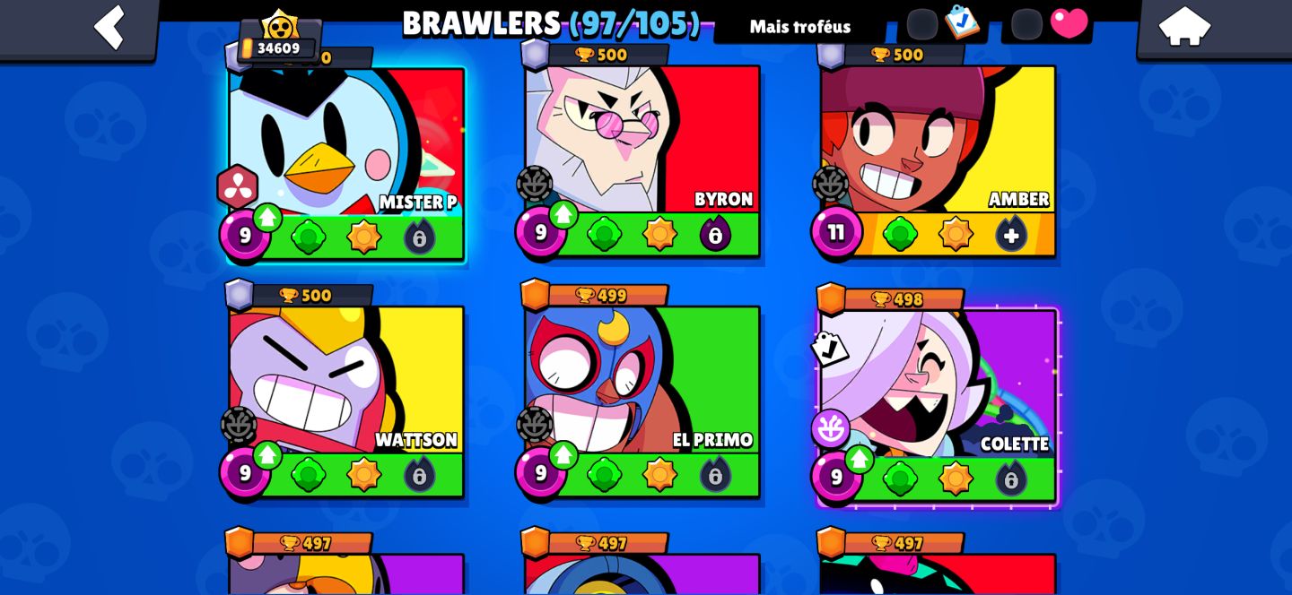 BRAWL STARS | 34K TROFÉUS | 97 BRAWLERS | 231 SKINS | CONTA COMPLETA