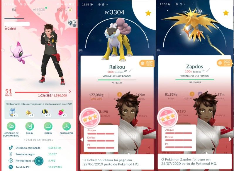 CONTA POKEMON GO LEVEL 51 | 132 LENDARIO | 191 BRILHANTE | 3 LENDARIO IV 100