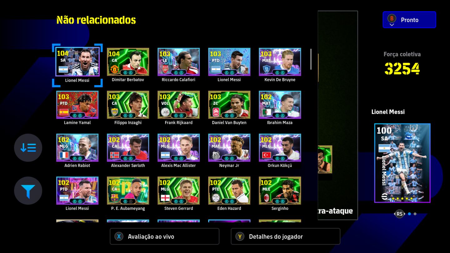 Conta Efootball Xbox/PC - Romario, Del Piero, Messi, Yamal e mtos outros