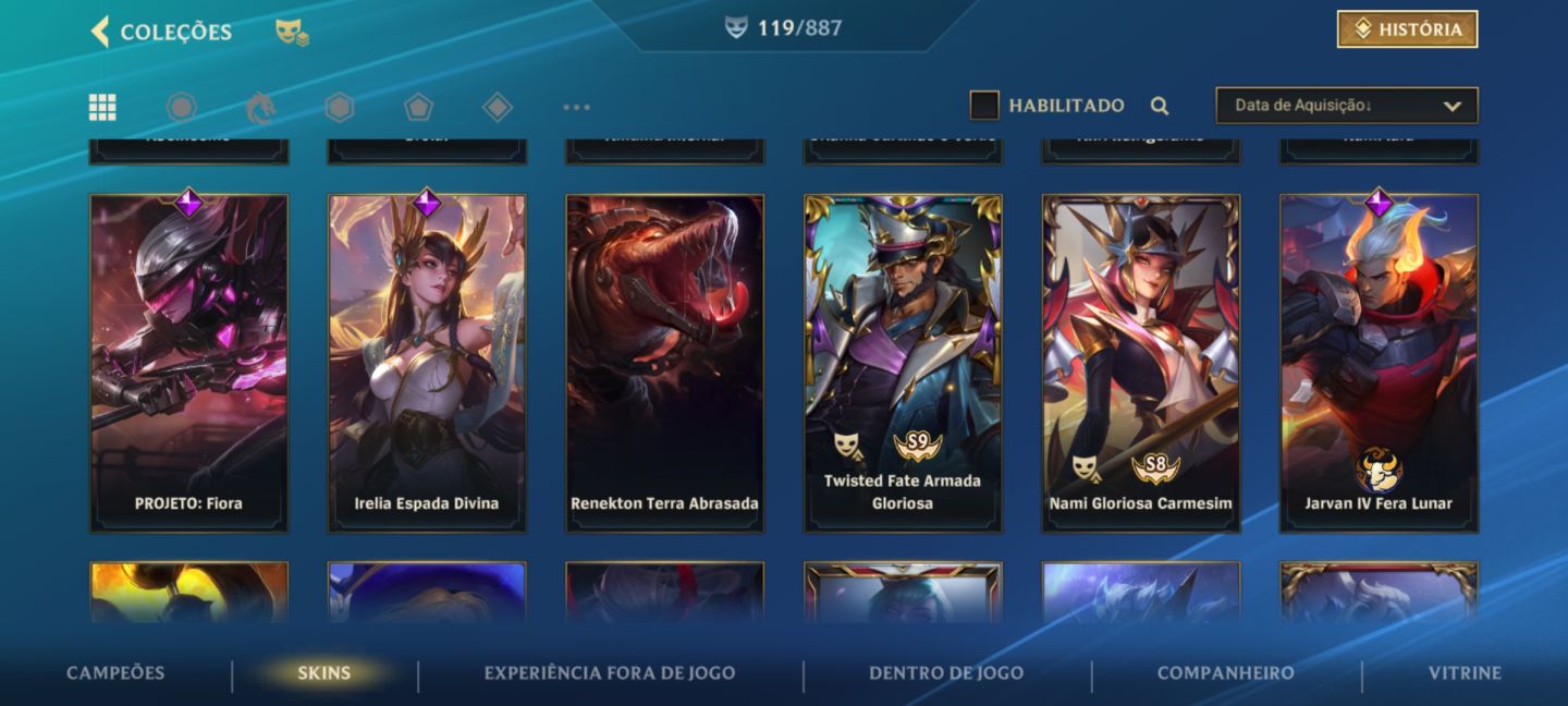 SKIN LENDÁRIA LUX R. DE CRISTAL/C. NEGRO E SENNA V. OESTE + 110 SKINS HABILITADA