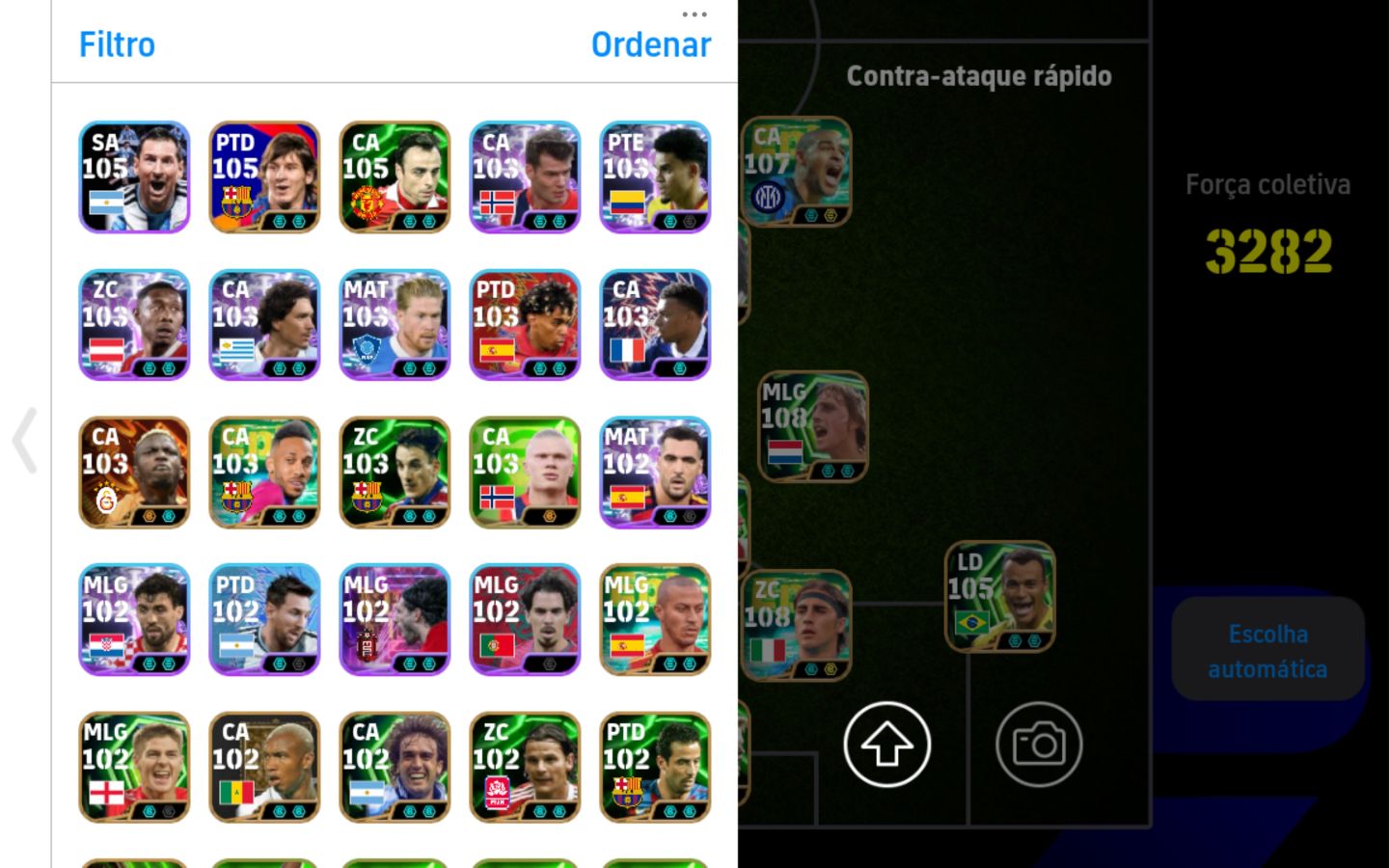 Conta meta Efootball Mobile força coletiva 3282