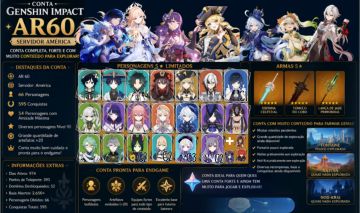 CONTA GENSHIN IMPACT COM NICOLE+YELAN C1 E OUTROS T5, E CONTEUDO PRA EXPLORAÇÃO