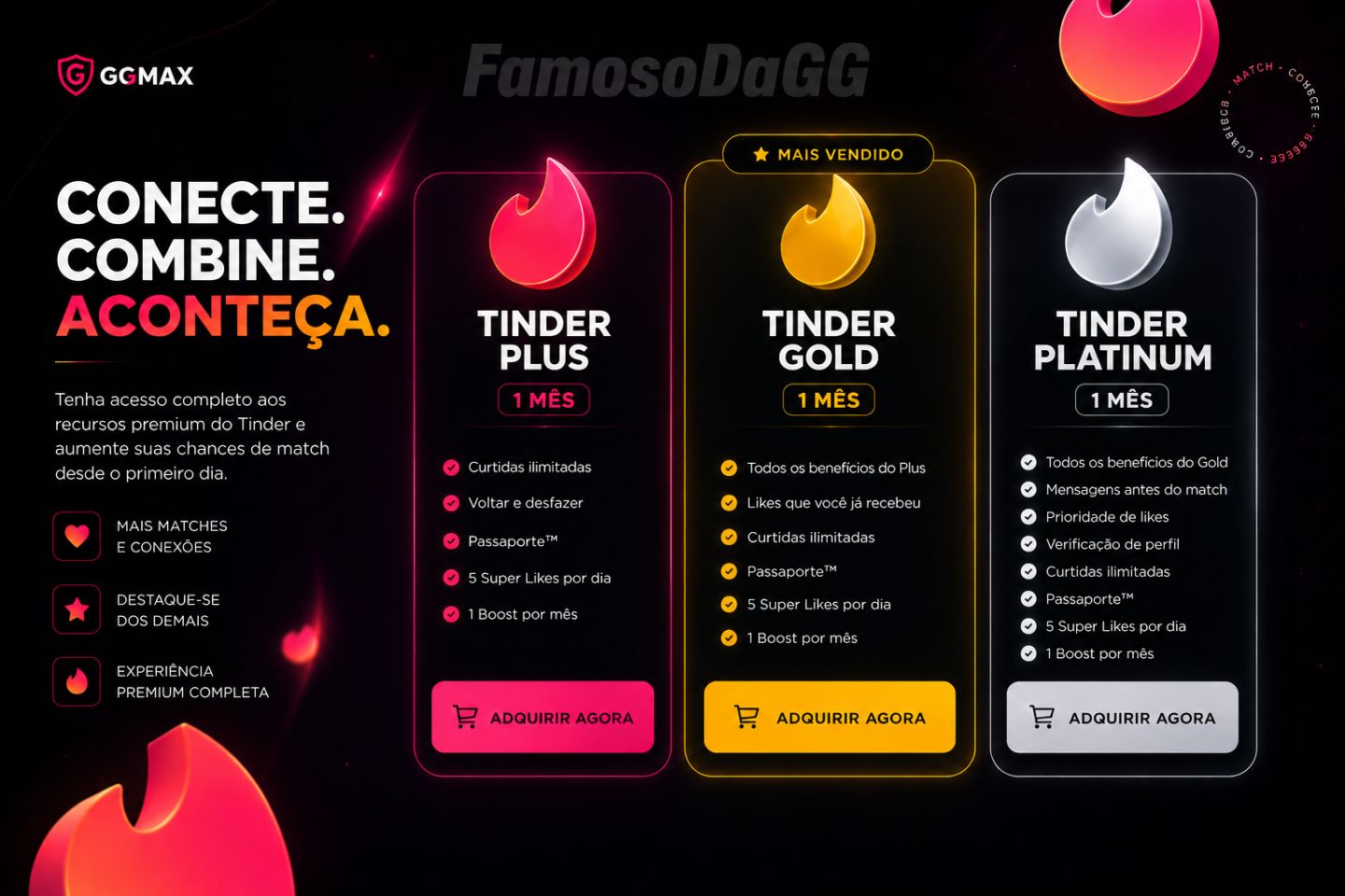 TINDER PLUS / TINDER GOLD / PLATINUM [MELHOR PREÇO] ASSINATURA TINDER /50% OFF