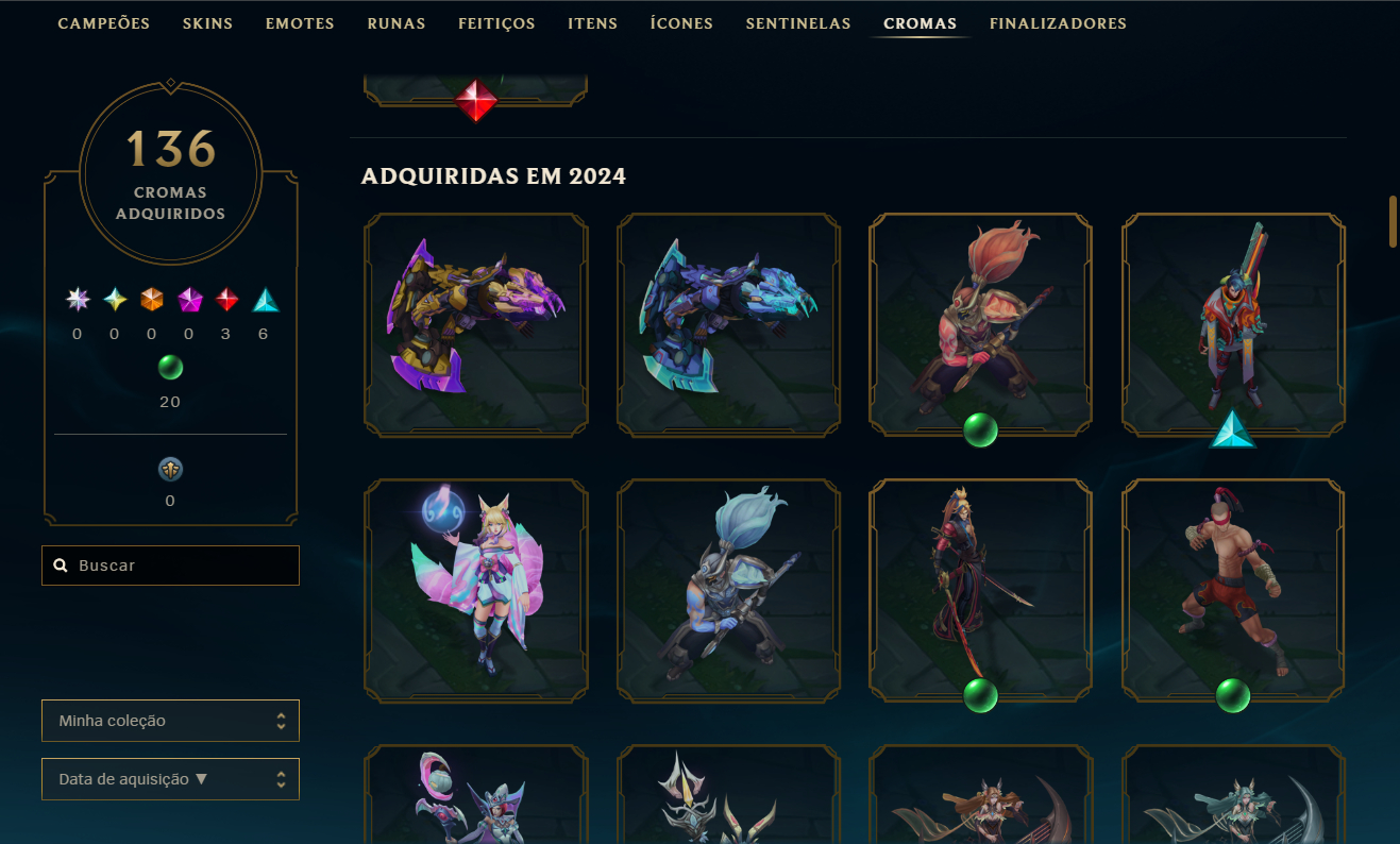 Conta LoL 2013 | ALL CHAMPS | 323 Skins (2 Ultimate) | 136 Cromas + valorant