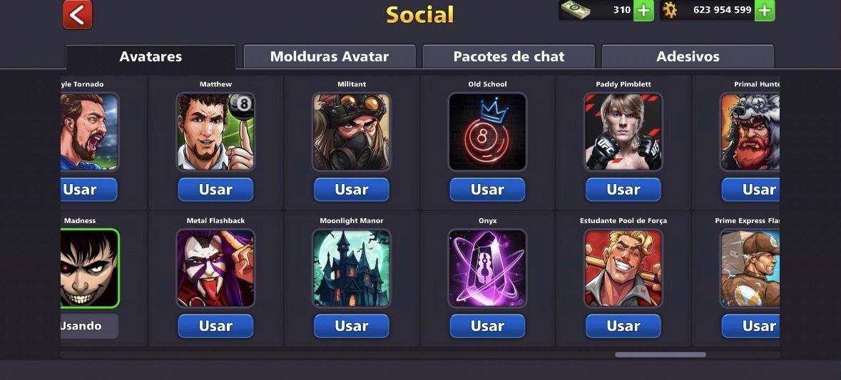 CONTA 8 BALL POOL, LVL 186, FULL LENDÁRIA, +450M FICHAS, +60 AVATARES, 200 NOTAS