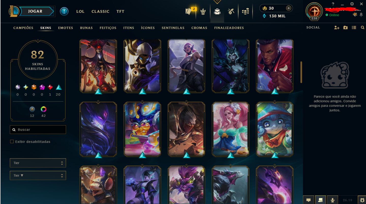 CONTA DIAMANTE // DIVERSAS SKINS // LEVEL 239 (MAIN ACCOUNT)
