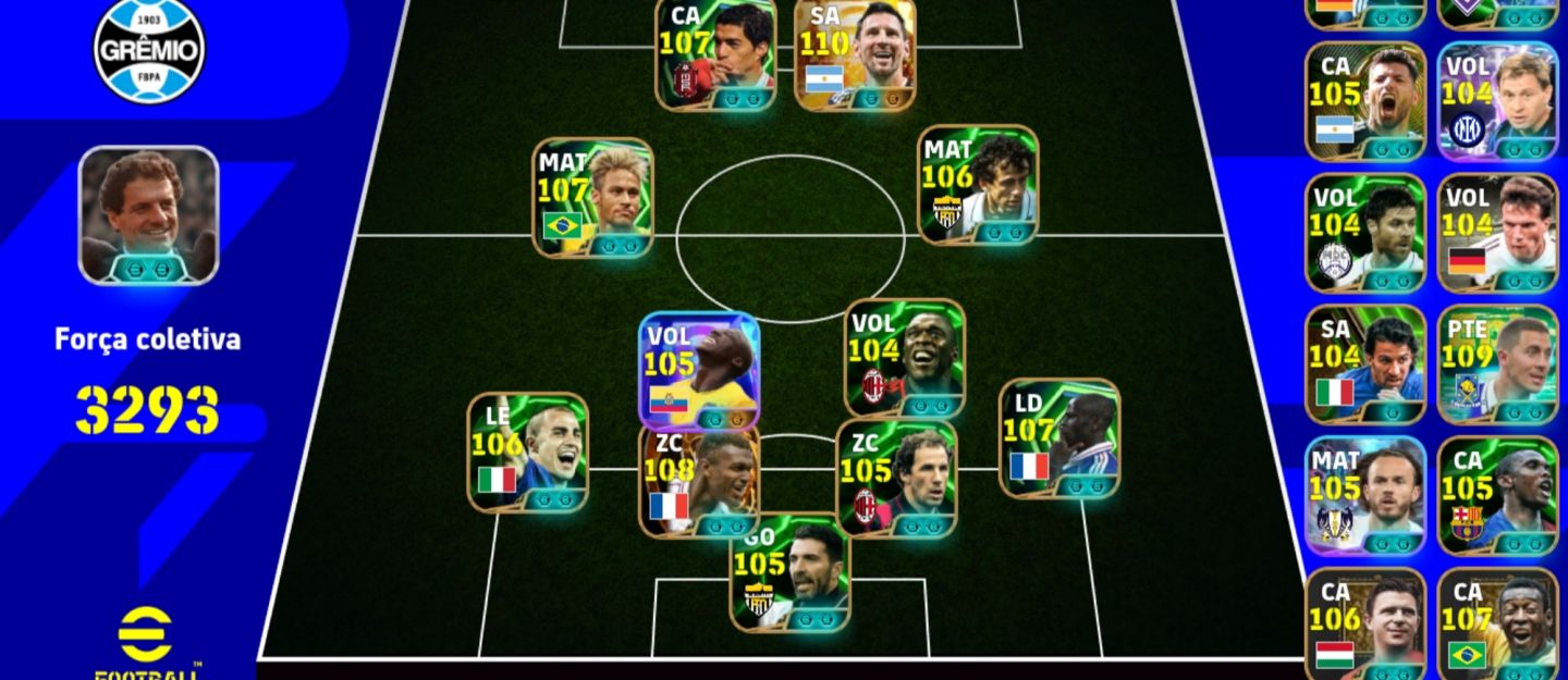 Conta muito forte de efootbal Pelé, suares , Neymar, Messi 111 e mais