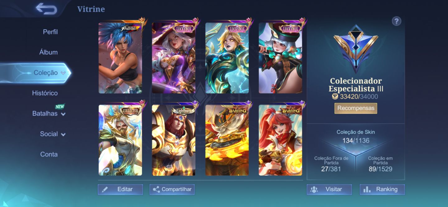Conta MLBB | Hanabi Collector + Karina KOF + 3 Luckybox
