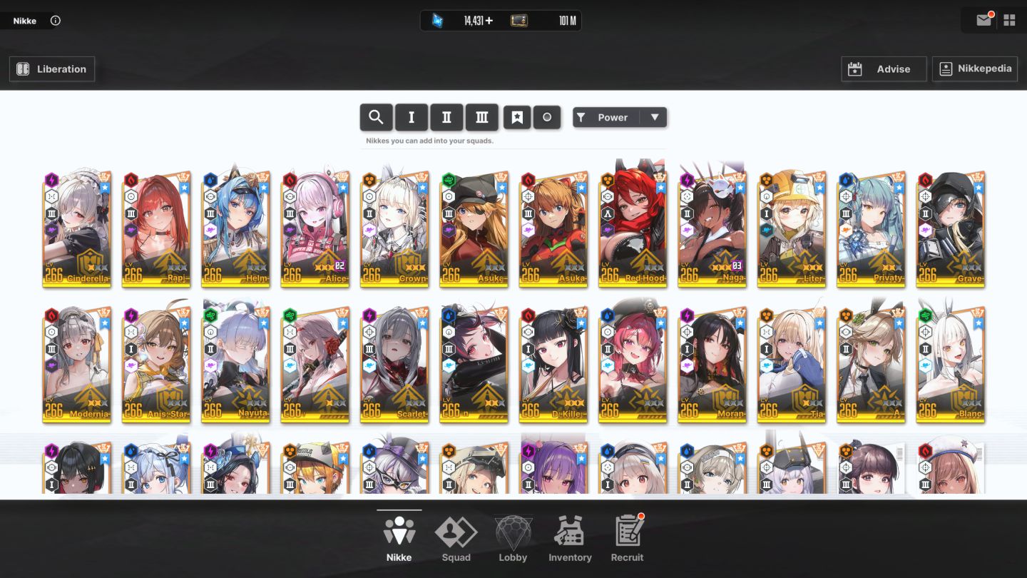 Conta de Nikke com Muitos Bonecos Limitados e 3 Skins de Gacha