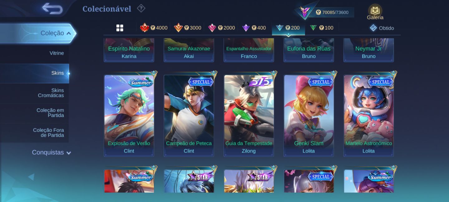 CONTA COLECIONADOR RENOMADO 2 FULL HERÓIS E 309 SKINS