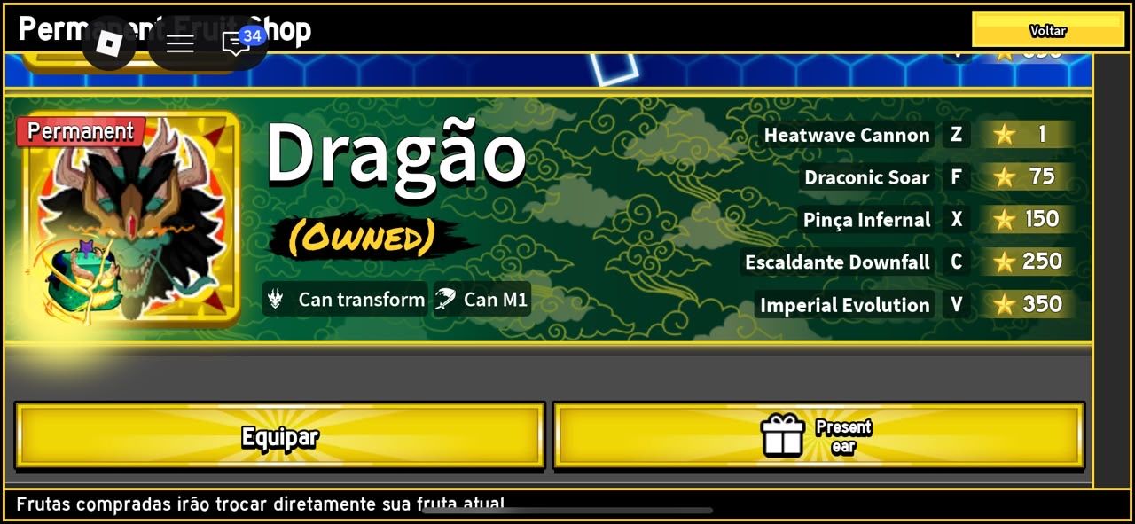 Conta blox fruits com dragão permanente e todas as game pass do jogo.
