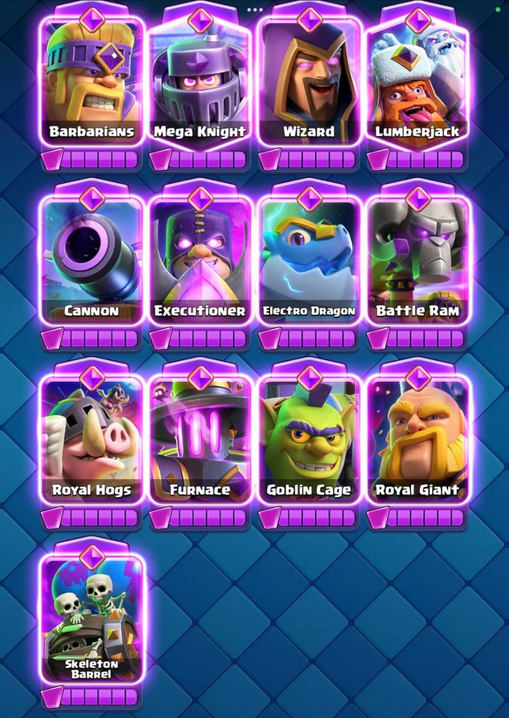 Conta de Clash Royale com torre nível 16 e deck de xbow upado