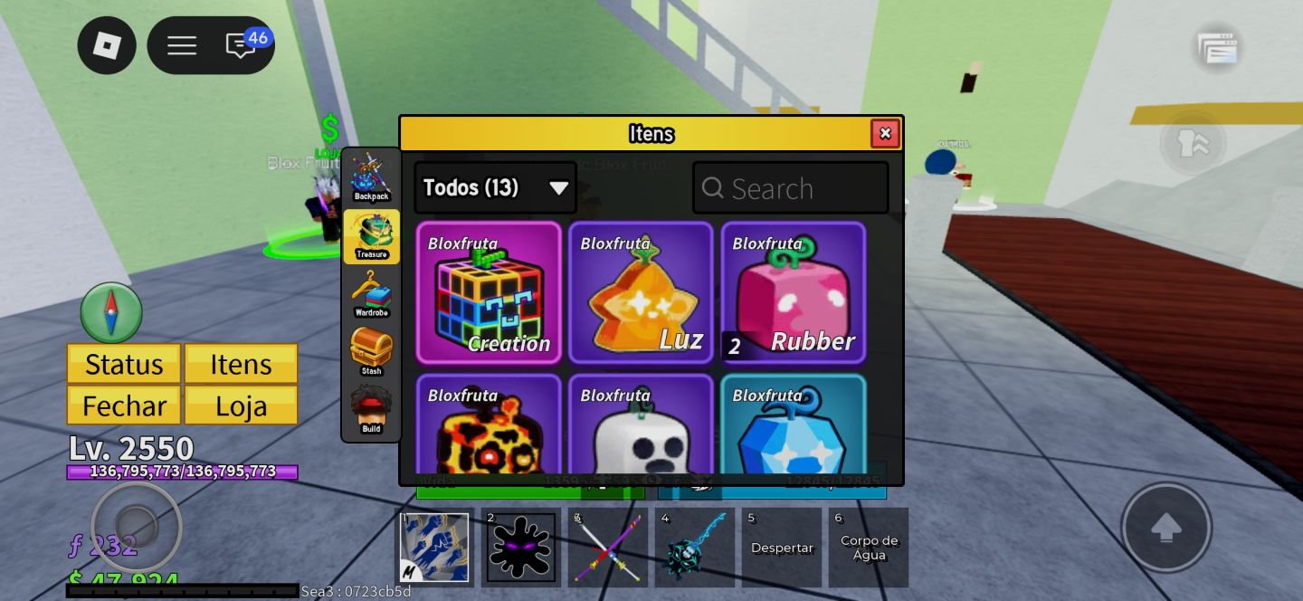CONTA DE BLOX FRUITS COM VARIAS FRUTAS PERM E MUITO MAIS!, ENTRE OUTROS JOGOS!