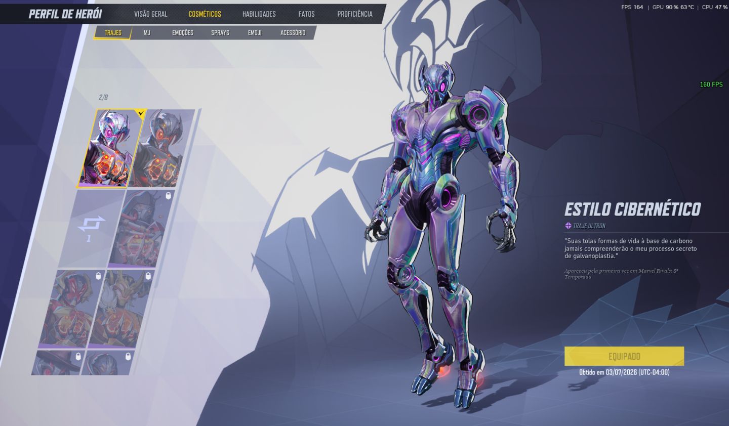 CONTA MARVEL RIVALS COM SKINS RARAS / LEVEL 20 COM 10 Skins