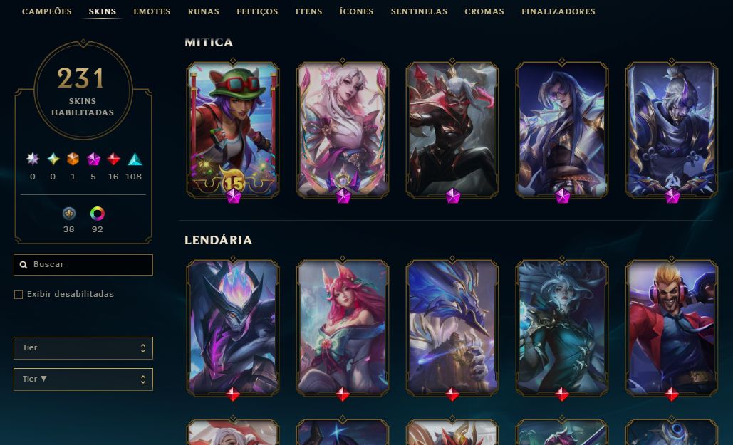 Conta de LOL +13 ANOS Higt Tier MESTRE, 230SKINS, ALL CHAMP, NV 400+