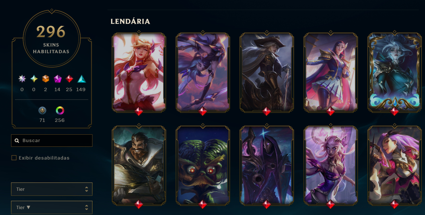 Conta do lol com 2 skins miticas e outras 294