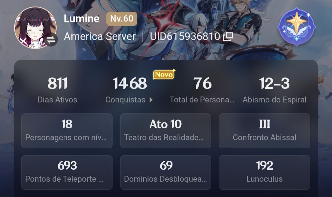 Conta genshin com vários t5 e assinaturas
