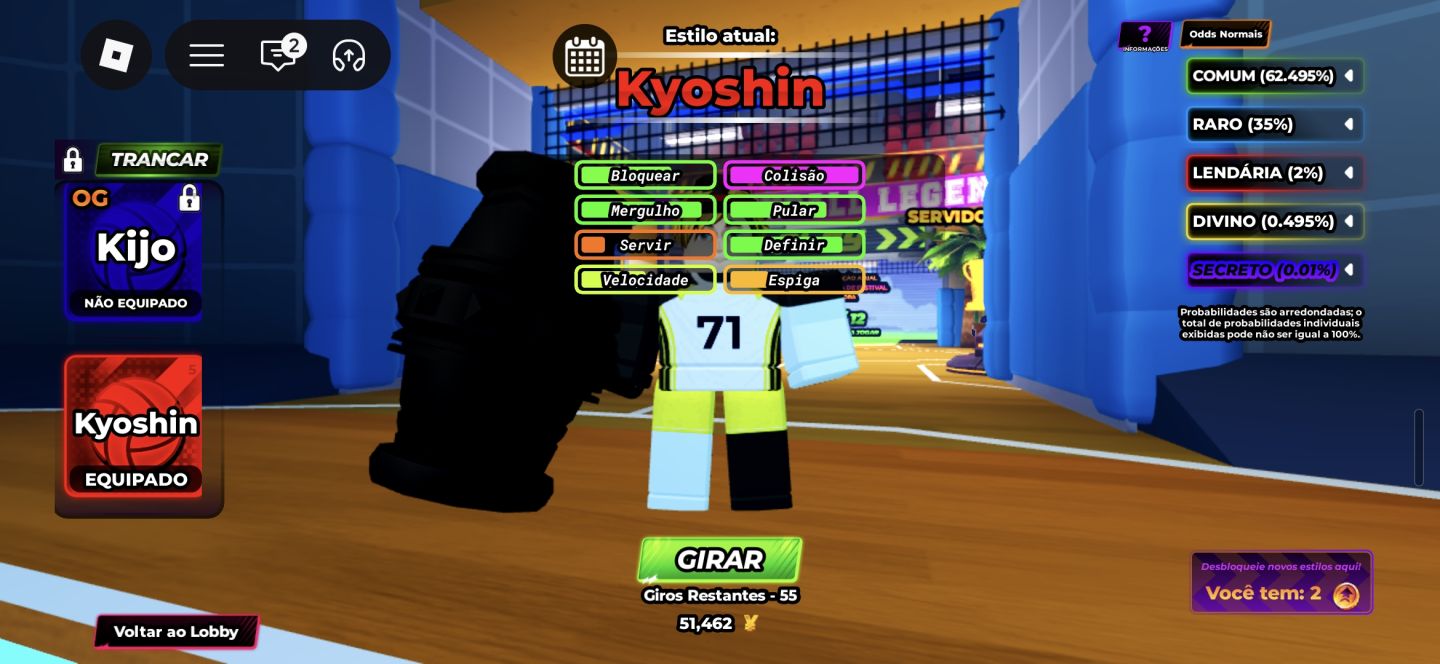 CONTA ROBLOX VOLEYBALL COM ITENS DA SEASON 3 + BLOXFRUITS