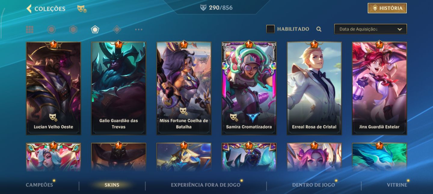 Conta Wild Rift Focada em ADCs 290 skins