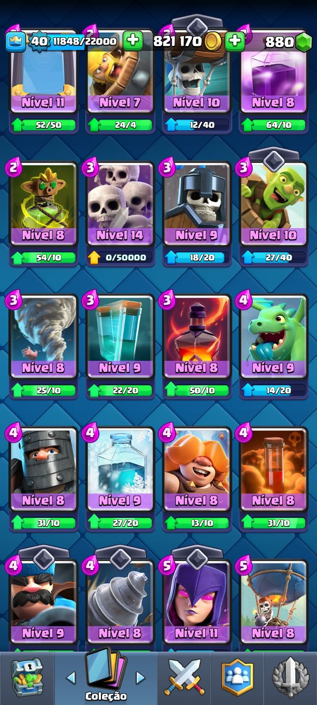 Clash Royale com 4 evoluções e arena 20