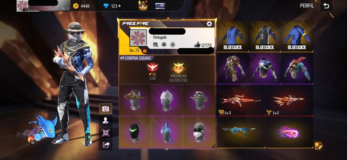 Conta Free Fire Rara Gemada com Steampunk, Angelical, Punho, Bandeirao, Barbinha