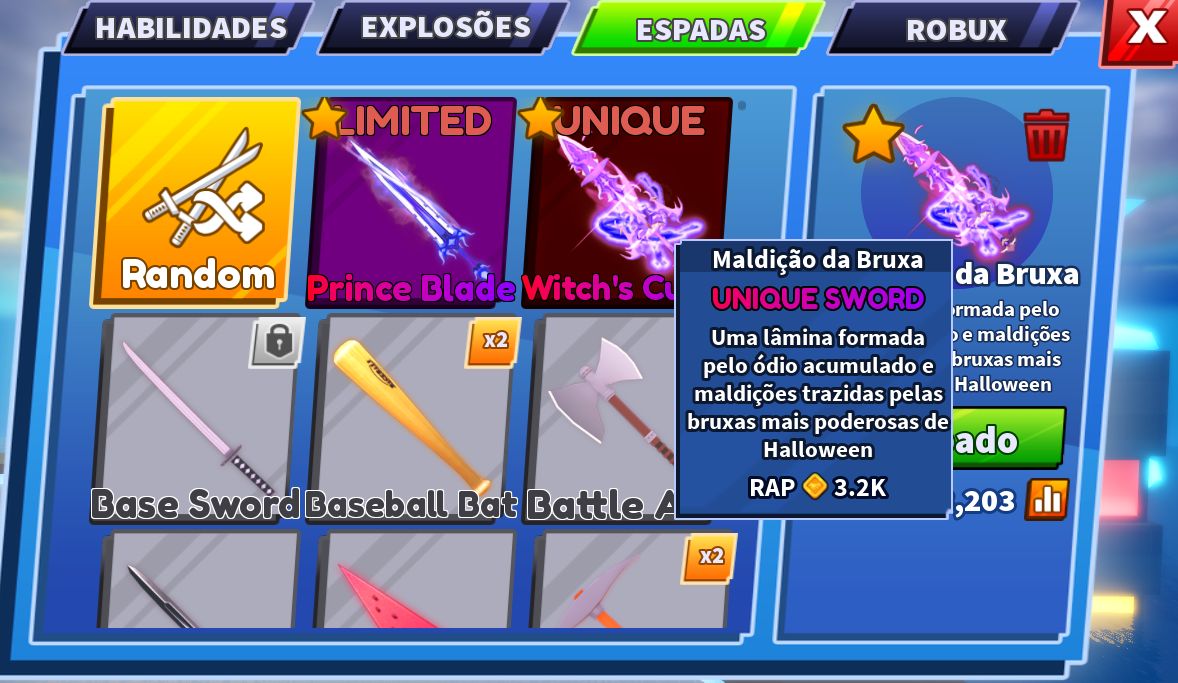 Blade Ball - Tokens e espadas no preço