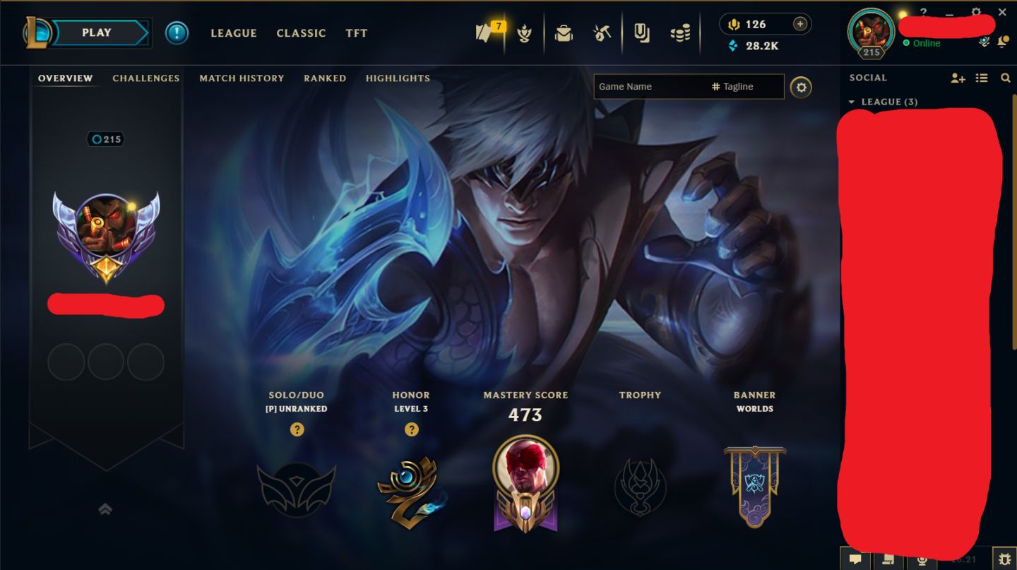 Conta LOL Gold Season 6 level 215 Todos os campeões