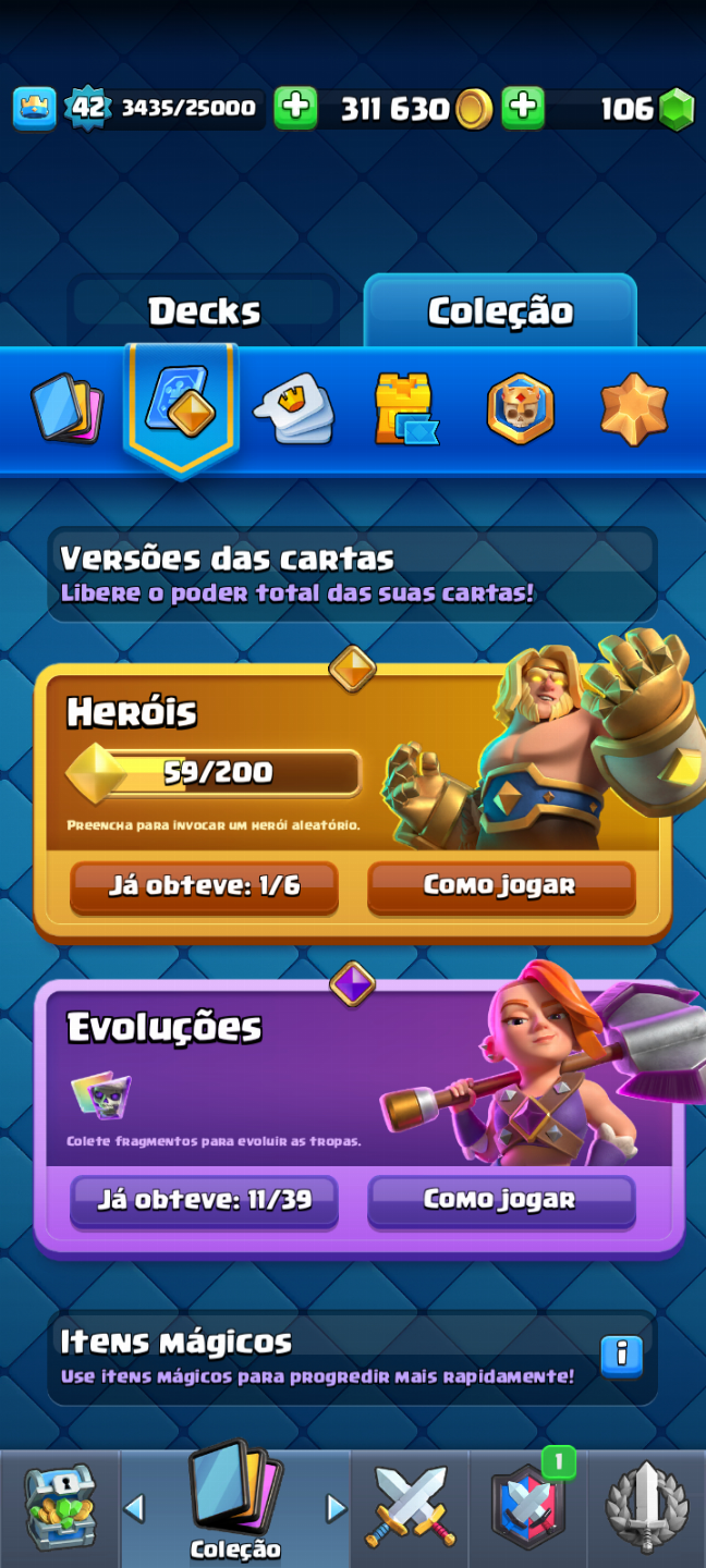 Conta clash Royale lv 42 Arena 21 8.000 troféu