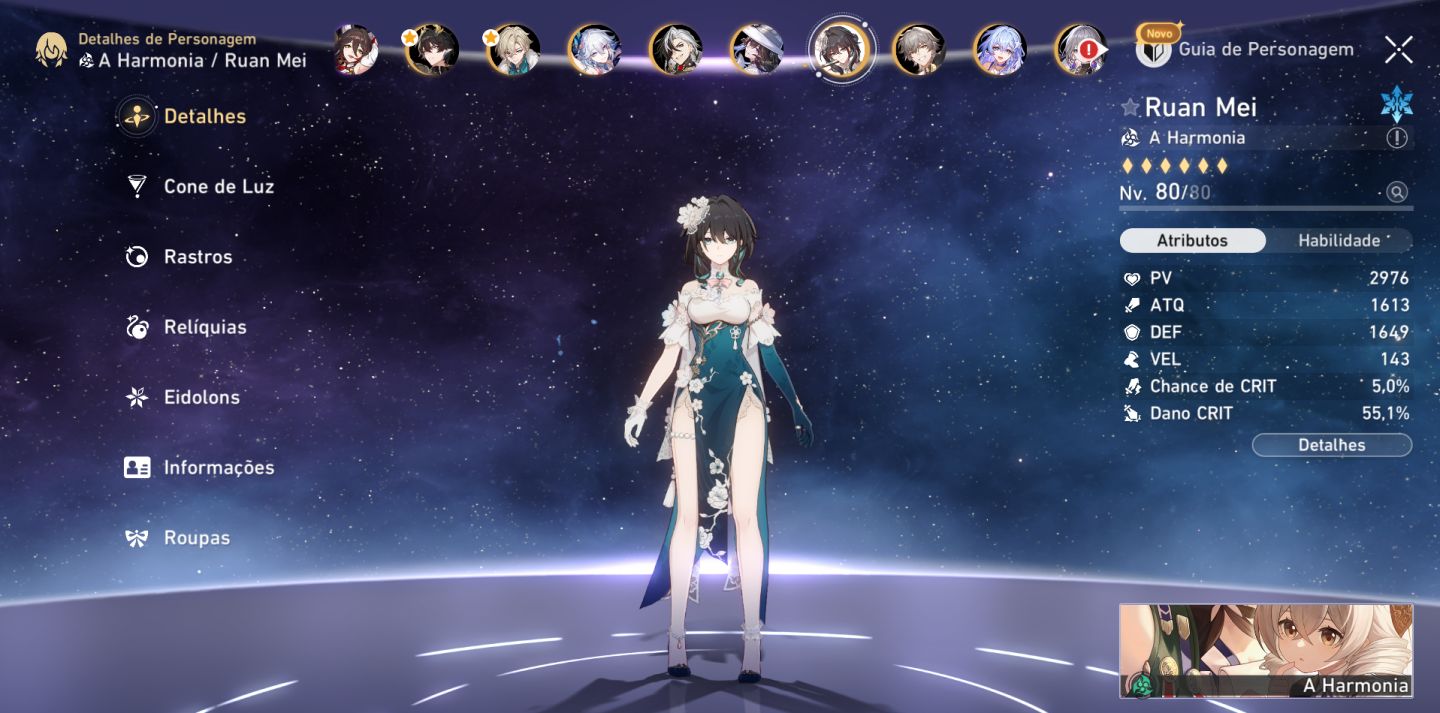 Conta Honkai Star Rail end game com Ashveil E6 Mortenax E2 e SW999 E1
