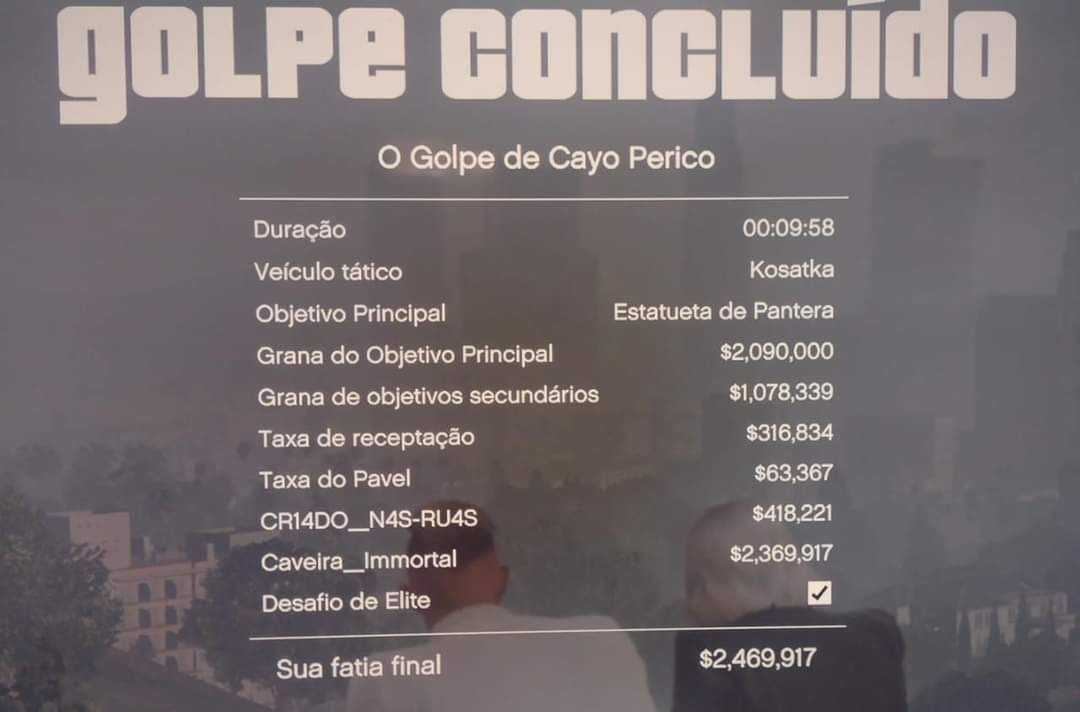 Upagens de conta GTA ONLINE, através do golpe Cayo Périco PS4 & PS5