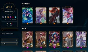 Conta LoL 413 Skins, Full Champ, Sem elo