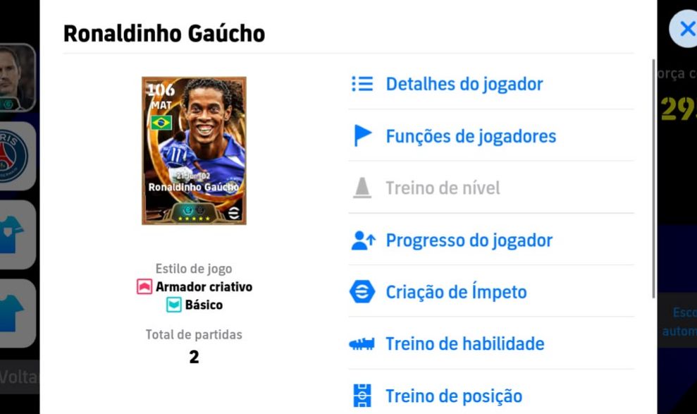 CONTA INICIANTE eFOOTBALL MOBILE | RONALDINHO BIG TIME BLITZ CURLER
