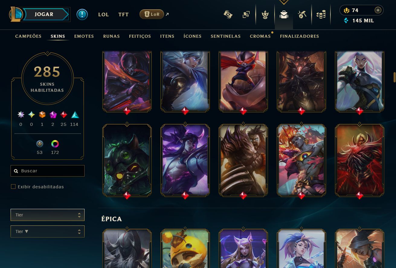 CONTA LOL/VALORANT - MMR MESTRE (LOL) - MUITA SKIN NOS 2 JOGOS! 100% SEGURO!