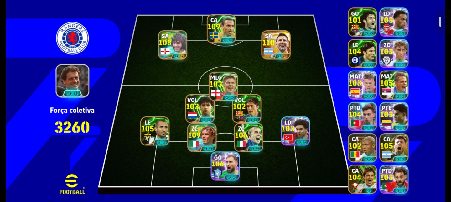 CONTA EFOOTBALL ELENCO FORTE | FORÇA COLETIVA 3260