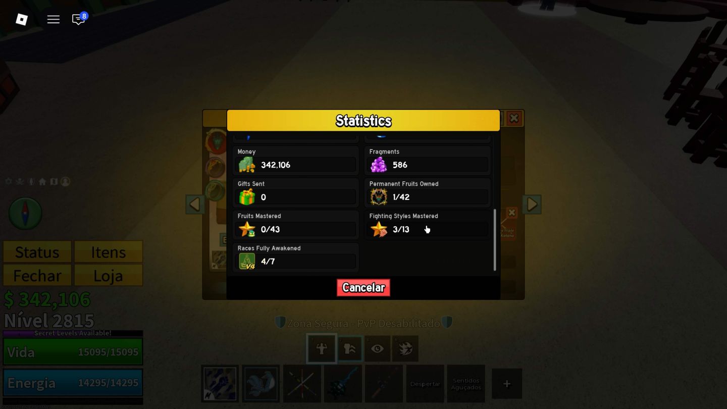 CONTA DE BLOX FRUITS COM 4 V4 - SANGUINE - ICE PERM E MUITO MAIS!!