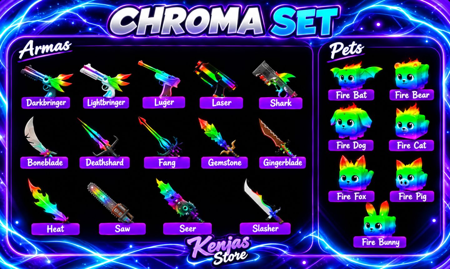 (Melhor Preço) - Murder Mystery 2, Mm2, Chromas, Godlys e Sets