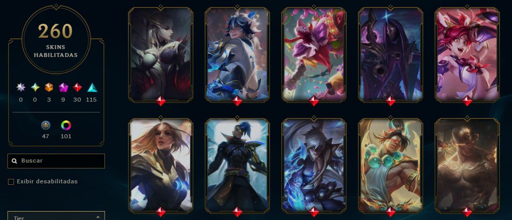 Conta LoL | LEVEL 617 | 260 skins | Elo Gold 3