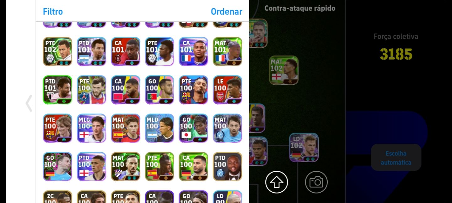 Conta eFootball Força Coletiva 3185 Conta muito completa, com elenco forte