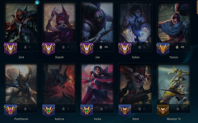 CONTA LEAGUE OF LEGENDS NVL 243 500K ZED 83 SKINS