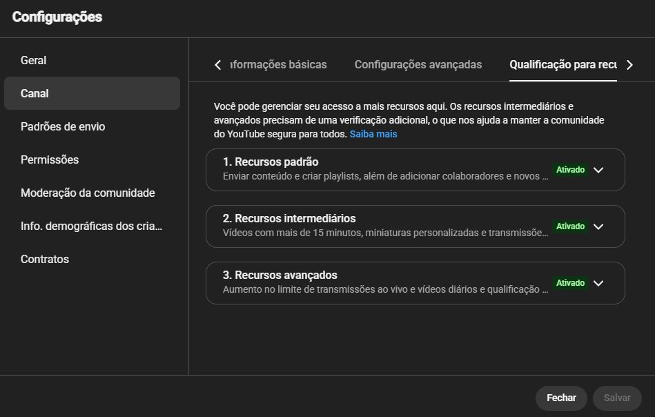 CANAL YOUTUBE - RECURSOS AVANÇADOS LEVEL 3 ATIVADOS!