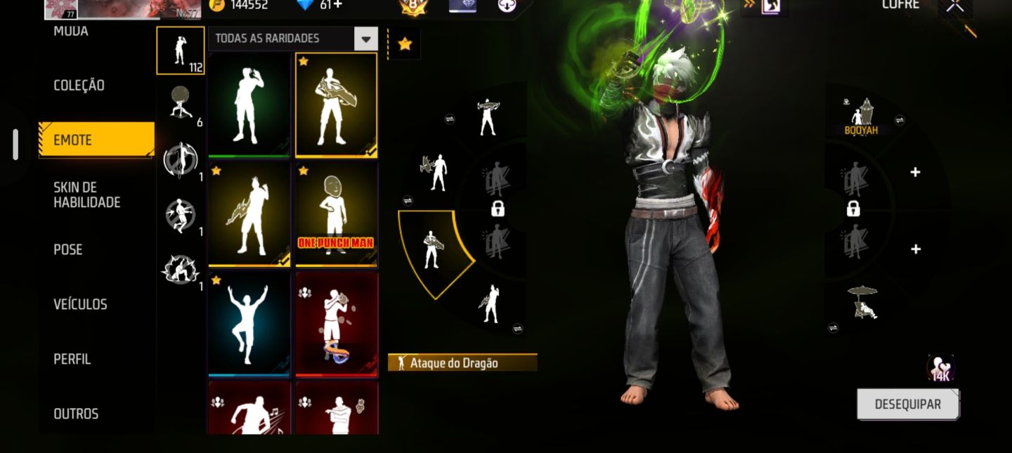 CONTA FREE FIRE GEMADA PRIME 8 / FULL RAGNAROK, FULL STREET FIGHTER E MUITO +